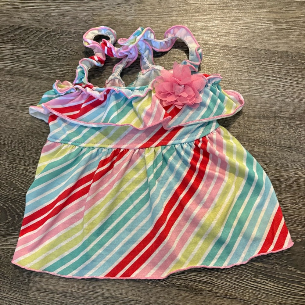 Diagonal striped colorful dog dress